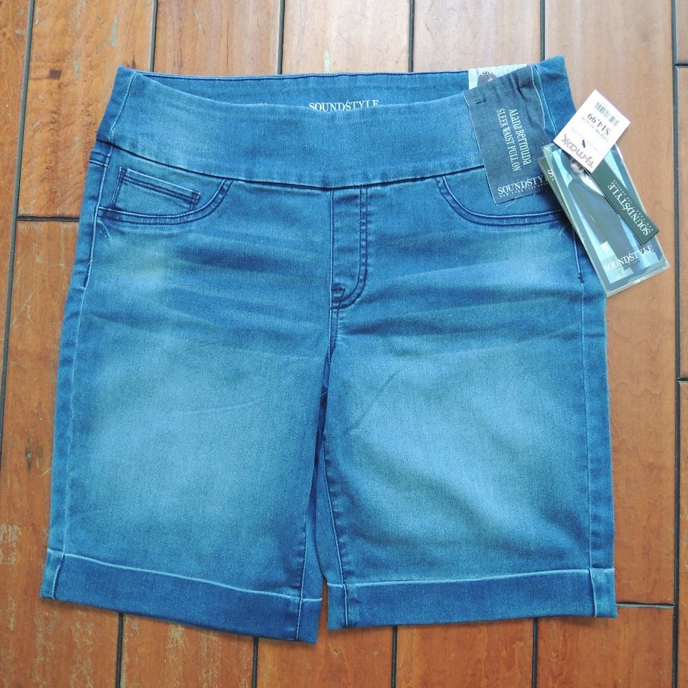NWT Size L SOUND/STYLE soft and stretchy jean shorts
